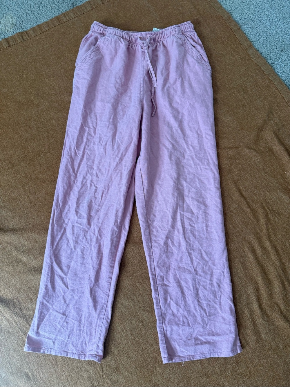 Erika Pink Drawstring Pink Summer Linen/cotton  Pants size medium